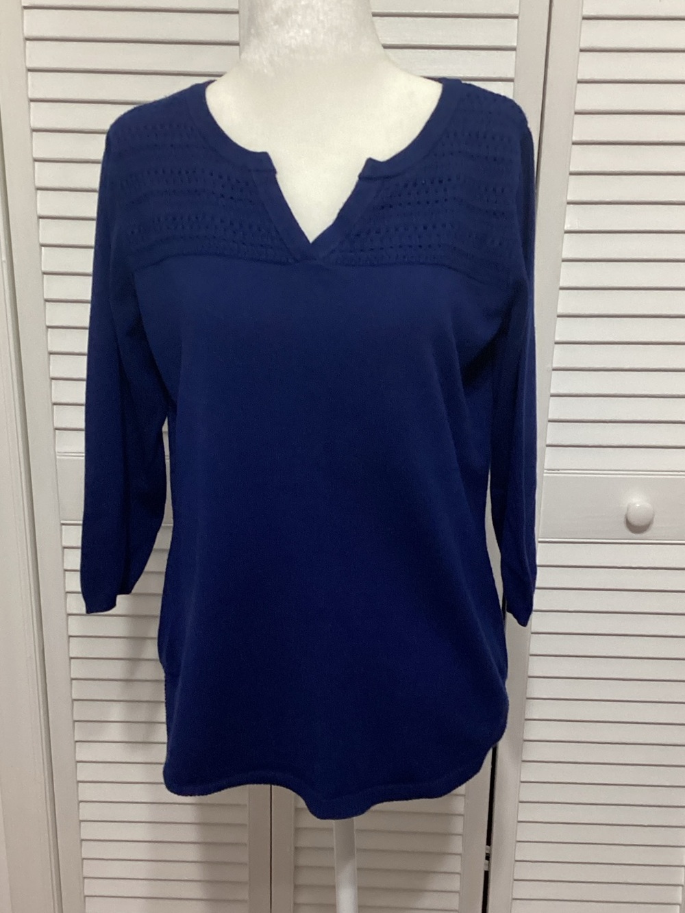 Hannah Deep Navy V-Neck Knit Top